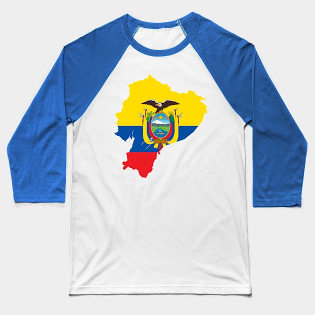 Ecuador Flag Map Baseball T-Shirt by Historia